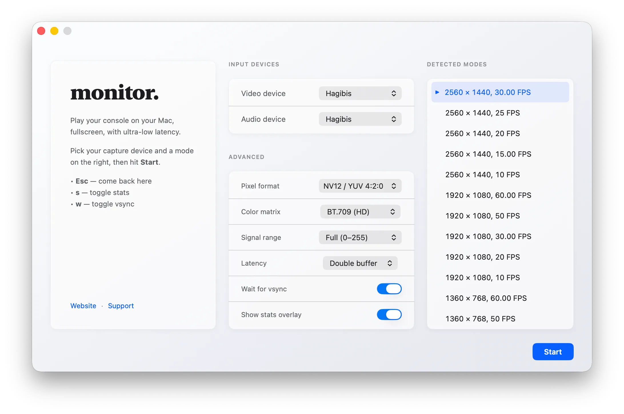 monitor. running fullscreen on macOS