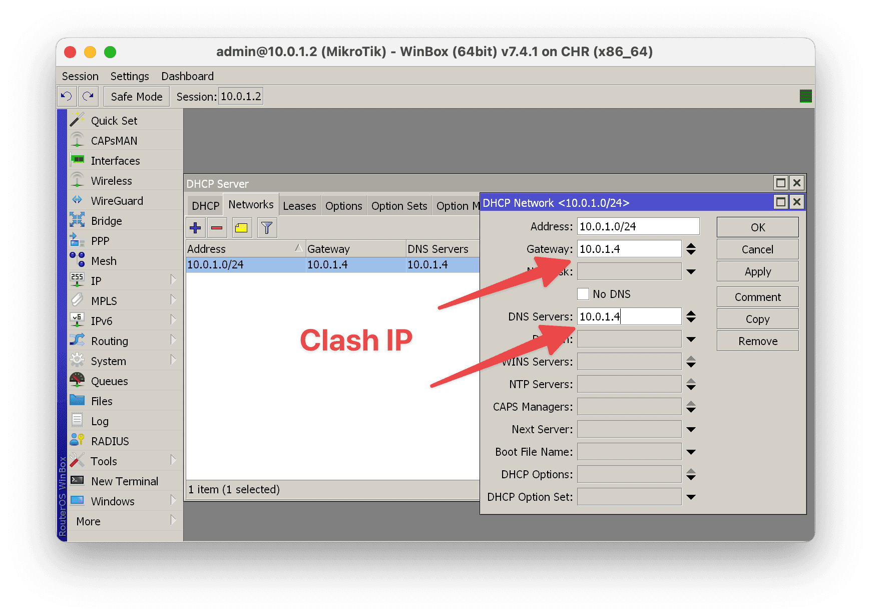 RouterOS DHCP Server Options